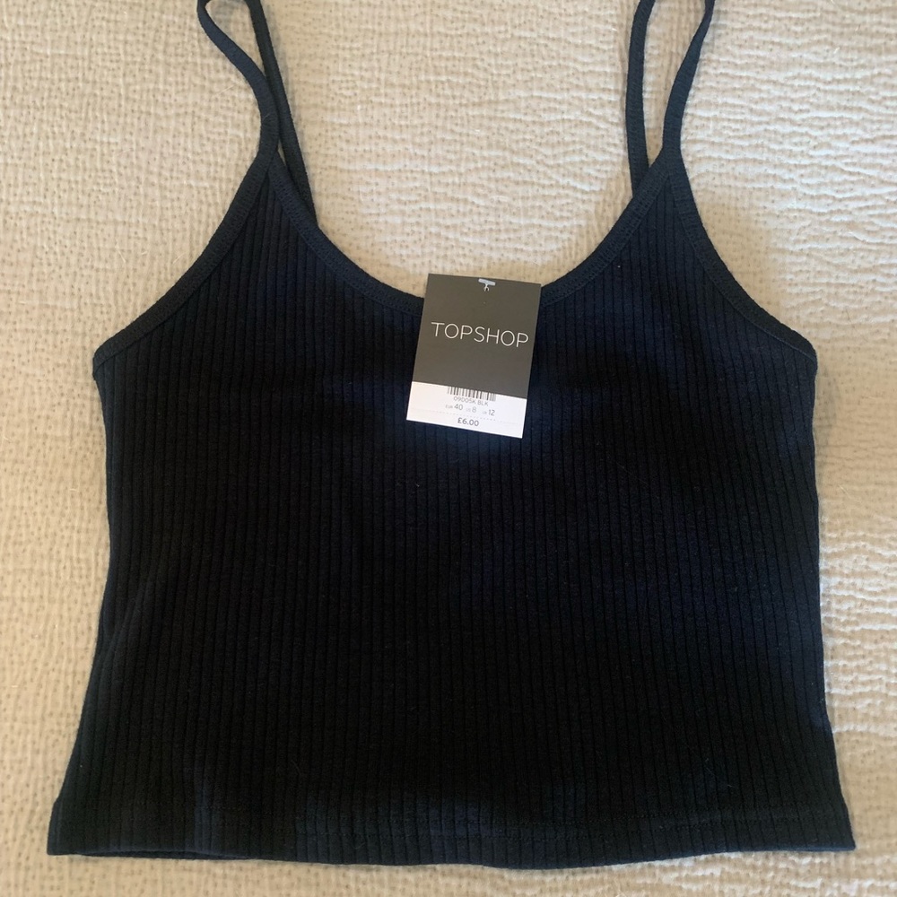 Topshop Black Crop Top Size 8 Medium